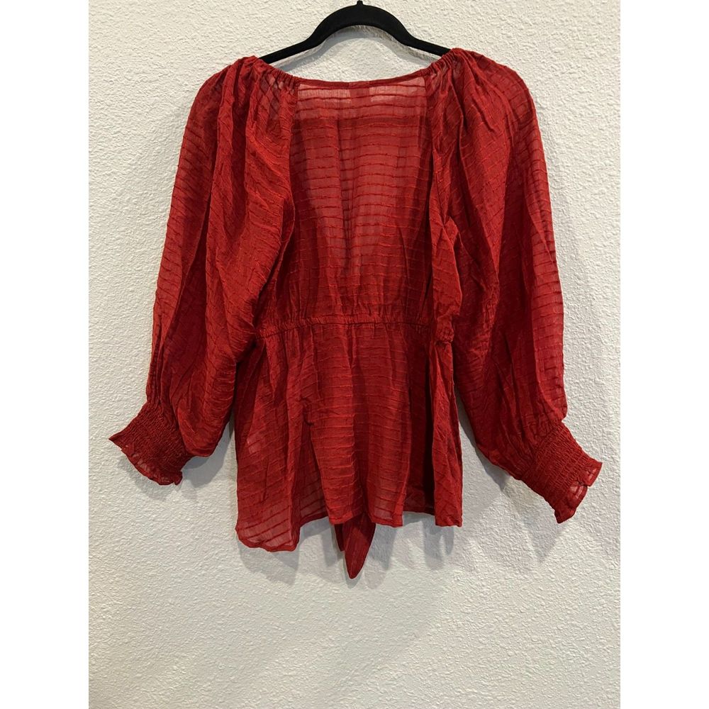 Flawless Blouse Women Sheer Bohemian Tie Waist Long Sleeve Medium a251 - Picture 3 of 7